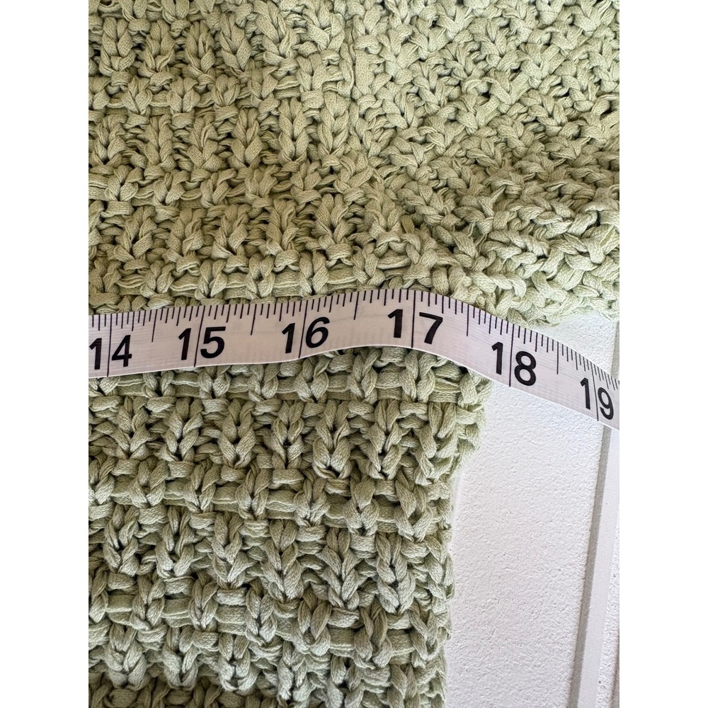 Zara Sage Green Crochet Knit Short Sleeve Cropped Sweater Top Medium - Picture 9 of 10